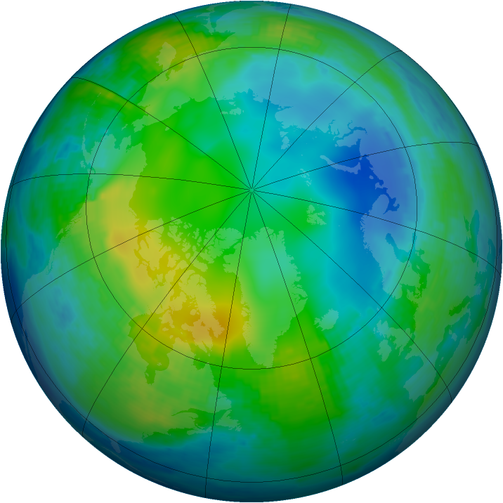 Arctic ozone map for 20 November 1993